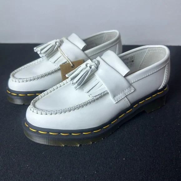 ❗️NEW Dr. Martens AirWair ADRIAN YELLOW STITCH LEATHER TASSEL LOAFERS Size 5 - Picture 3 of 15